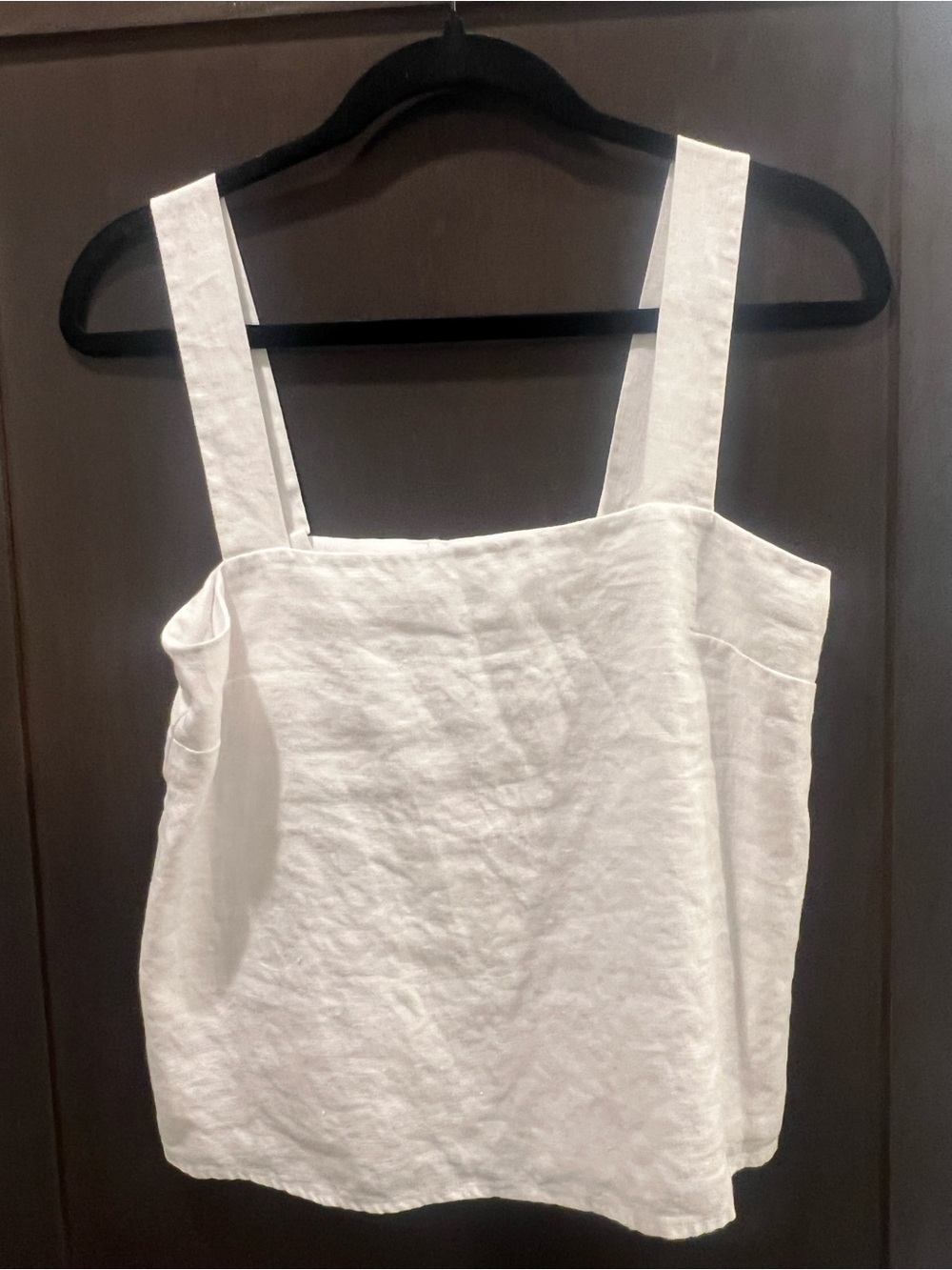 White Linen Button Back Suzie Top - Picture 2 of 3